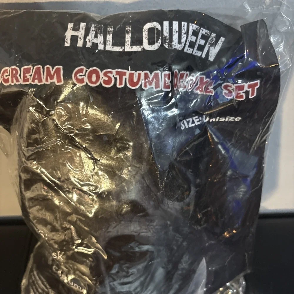 Scream Ghost Face Costume Deluxe Set Mask Knife Gloves Unisex Halloween Opened